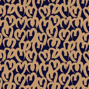 Heart shape Brush Strokes Seamless Pattern Stock Illustration