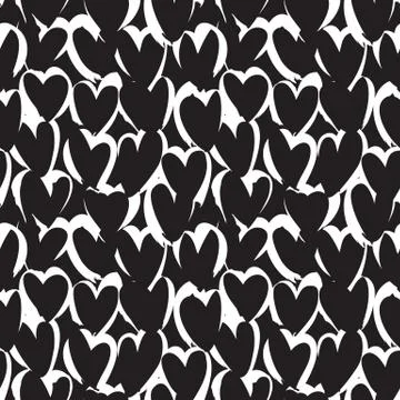 Heart shape Brush Strokes Seamless Pattern Stock Illustration