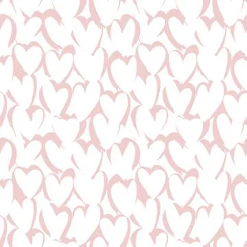 Heart shape Brush Strokes Seamless Pattern Stock Illustration