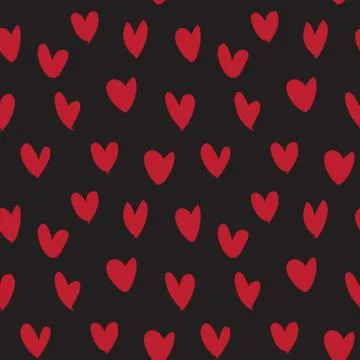 Heart shape Brush Strokes Seamless Pattern Stock Illustration