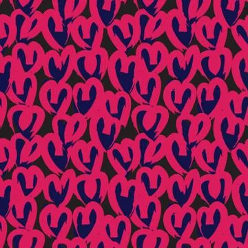 Heart shape Brush Strokes Seamless Pattern Stock Illustration