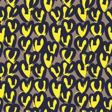 Heart shape Brush Strokes Seamless Pattern Stock Illustration