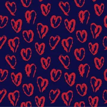 Heart shape Brush Strokes Seamless Pattern Illustrazione stock