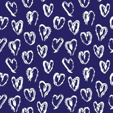 Heart shape Brush Strokes Seamless Pattern Illustrazione stock