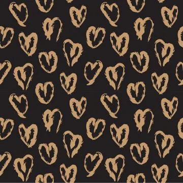 Heart shape Brush Strokes Seamless Pattern Stock Illustration