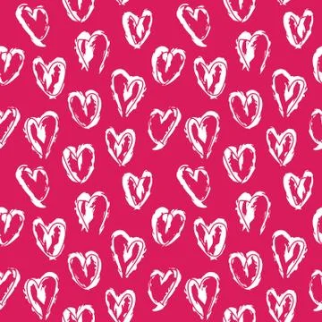Heart shape Brush Strokes Seamless Pattern Stock Illustration