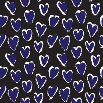 Heart shape Brush Strokes Seamless Pattern Stock Illustration