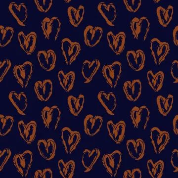 Heart shape Brush Strokes Seamless Pattern Stock Illustration