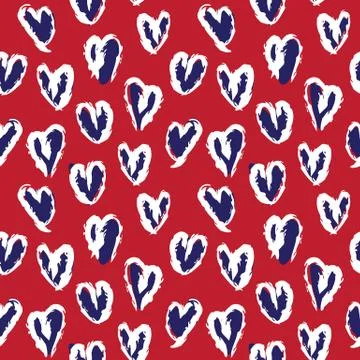 Heart shape Brush Strokes Seamless Pattern Stock Illustration
