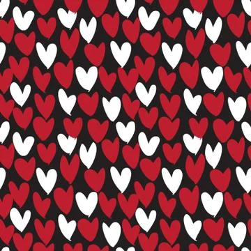Heart shape Brush Strokes Seamless Pattern Stock Illustration