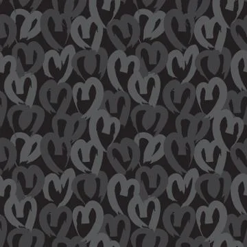 Heart shape Brush Strokes Seamless Pattern Stock Illustration