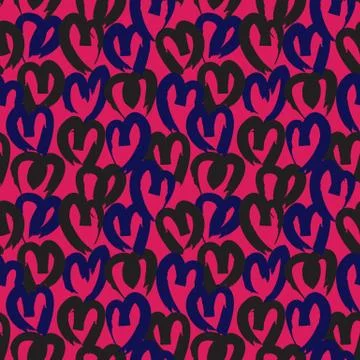Heart shape Brush Strokes Seamless Pattern Illustrazione stock