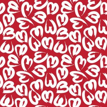 Heart shape Brush Strokes Seamless Pattern Illustrazione stock