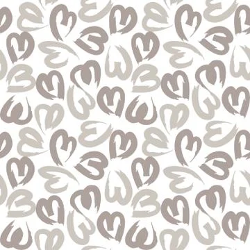Heart shape Brush Strokes Seamless Pattern Stock Illustration