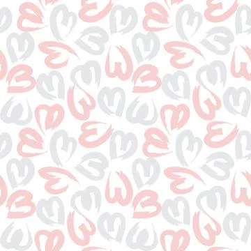 Heart shape Brush Strokes Seamless Pattern Stock Illustration