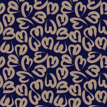 Heart shape Brush Strokes Seamless Pattern Illustrazione stock