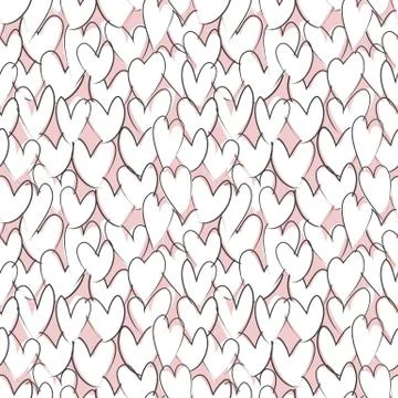 Heart shape Brush Strokes Seamless Pattern Stock Illustration