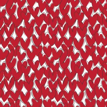 Heart shape Brush Strokes Seamless Pattern Stock Illustration