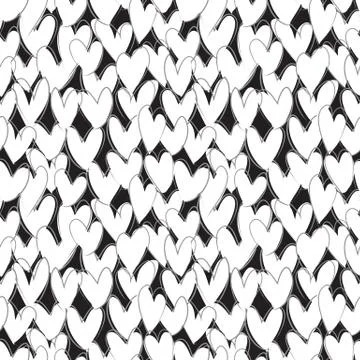 Heart shape Brush Strokes Seamless Pattern Illustrazione stock