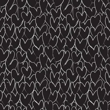 Heart shape Brush Strokes Seamless Pattern Illustrazione stock