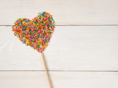Heart-shape from candy confetti 스톡 사진