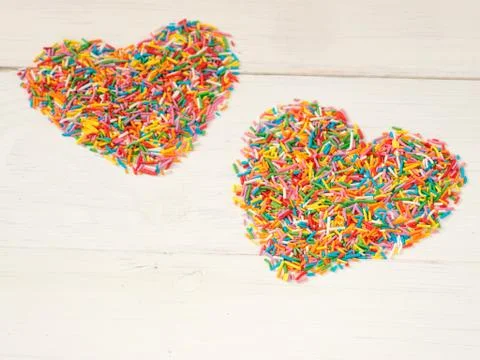 Heart-shape from candy confetti 스톡 사진