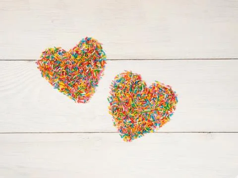 Heart-shape from candy confetti 스톡 사진