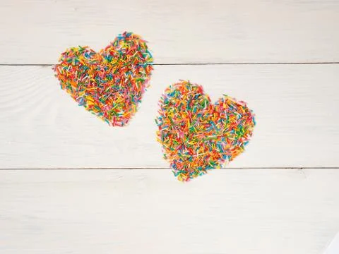 Heart-shape from candy confetti 스톡 사진