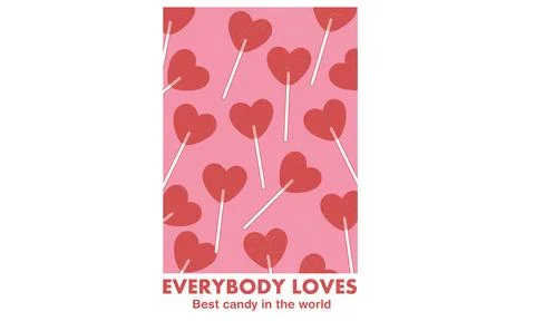 Heart shape candy graphic print design. Best candy in the world. Stock Illustration
