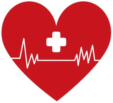 Heart shape cardiogram pulse rate medical red illustration Stock Illustration