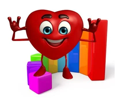 Heart shape character with business graph イラスト素材