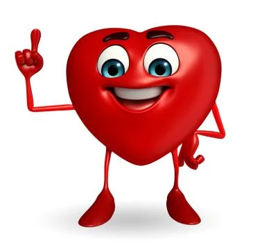 Heart shape character is pointing Stock Illustration