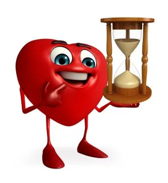 Heart shape character with sand clock Stock Illustration