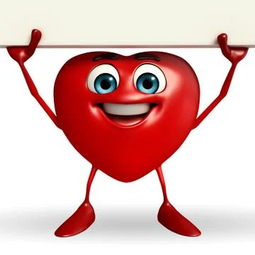 Heart shape character with sign Illustrazione stock