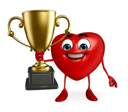 Heart shape character with trophy Stock Illustration