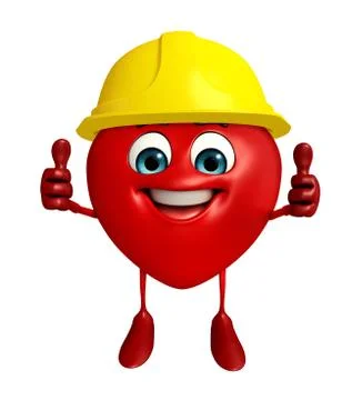Heart shape character with worker hat Stock Illustration