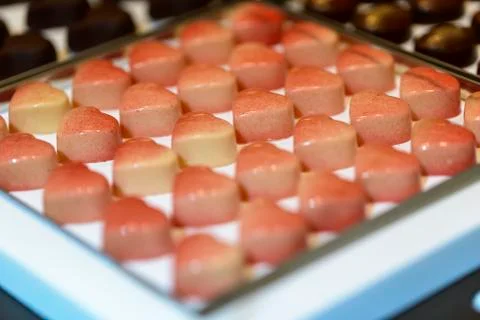 Heart shape chocolates Stock Photos