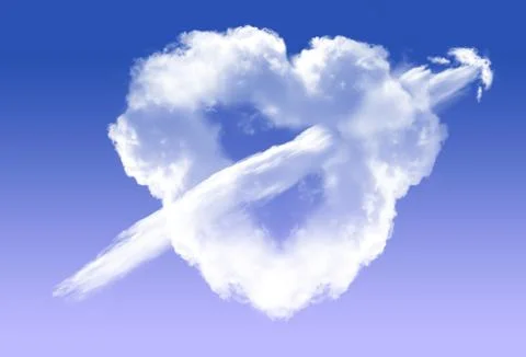 Heart shape cloud with arrow Stockillustratie