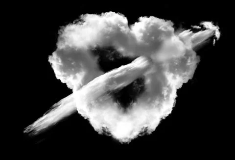 Heart shape cloud with arrow over black background イラスト素材