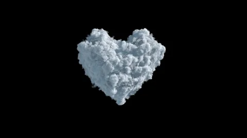 Heart Shape Cloud On A Solid Black Background With Alpha Channel Vidéo 122653436
