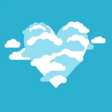 Heart shape clouds on blue sky Stock Illustration