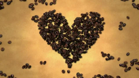 Heart Shape Coffee Bean on Old Paper Stop Motion 4K Resolution Ultra HD Stock Footage 39841021