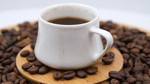 Heart Shape on Coffee Beans Stock Footage 240396138