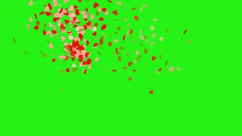 Heart shape confetti with camera flashes - seamless loop, green screen Stock Footage 95765305