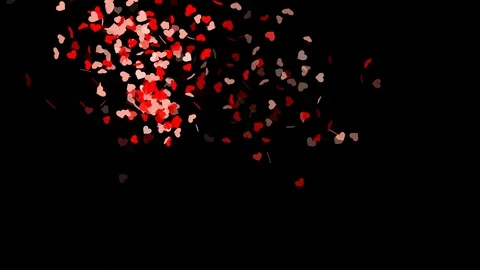 Heart shape confetti with camera flashes - seamless loop, alpha Stock Footage 95765336
