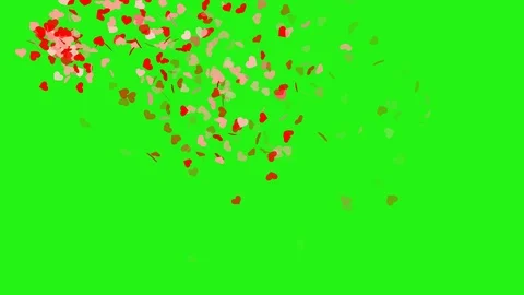Heart shape confetti - seamless loop, green screen Stock Footage 95765322