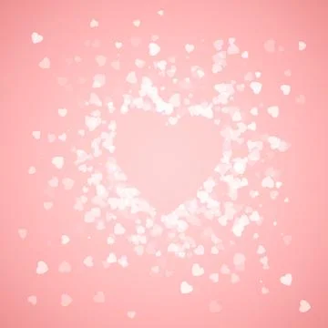 Heart shape confetti. Splash with pink heart frame inside Stock Illustration