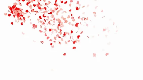 Heart shape confetti on white background - seamless loop, alpha Stock Footage 95765375
