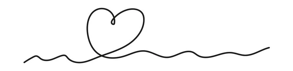 Heart shape in continuous line art Illustrazione stock