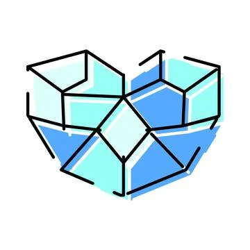 Heart shape created by abstract geometric blue cubes and lines Stock Illustration